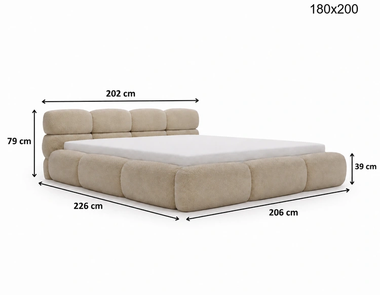 Łóżko tapicerowane z pojemnikiem i stelażem 180x200 Sweet Low Brązowe