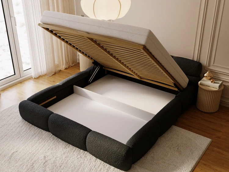 Łóżko tapicerowane z pojemnikiem i stelażem 120x200 Sweet Low Czarne