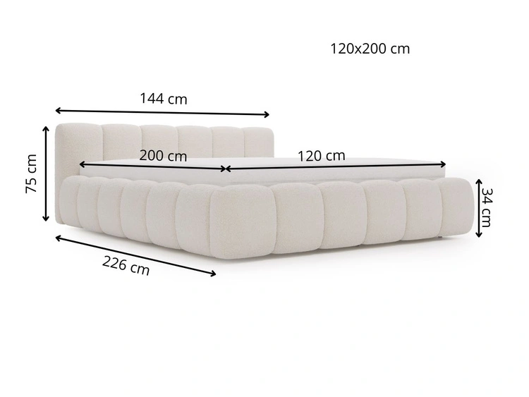 Łóżko tapicerowane bez pojemnika ze stelażem 120x200 Cloud Low Czarne