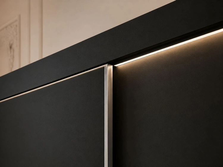 Szafa przesuwna 250 cm z oświetleniem LED Diano Czarna