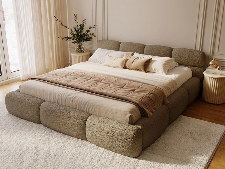 Łóżko tapicerowane z pojemnikiem i stelażem 180x200 Sweet Low Brązowe